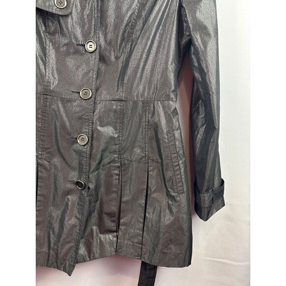 Women’s Attitude by Jay Manuel Size 12 Shiny Black/Grey Trench Coat with Removab - Picture 3 of 7